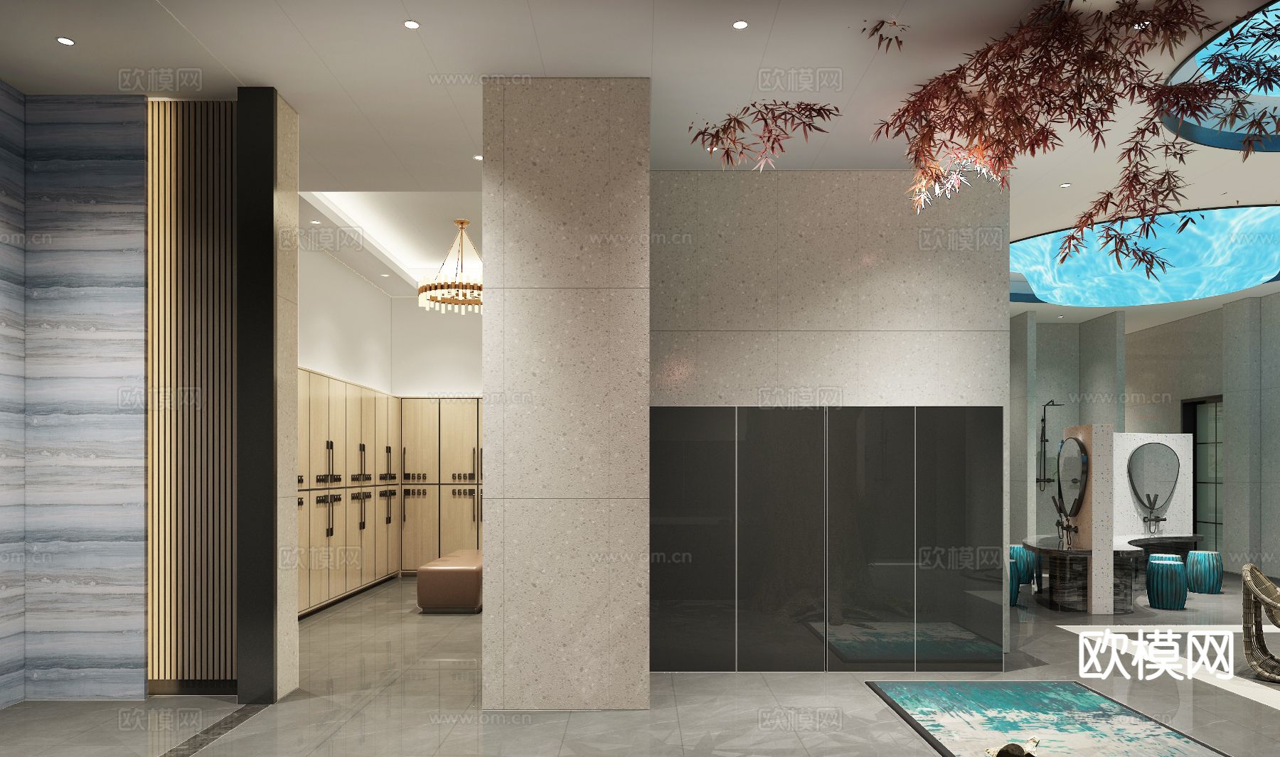 新中式洗浴中心3d模型下载（渲染图3）
