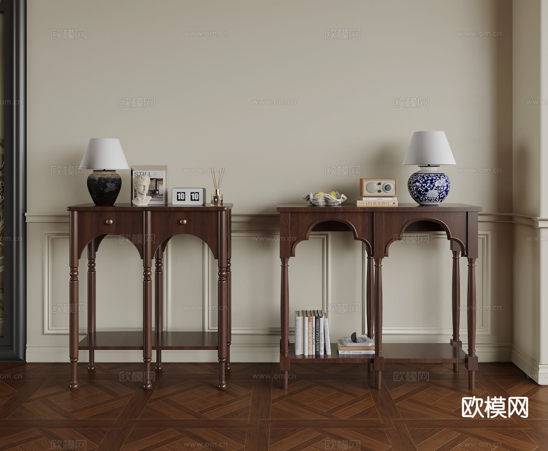 中古风端景台 玄关台3d模型下载