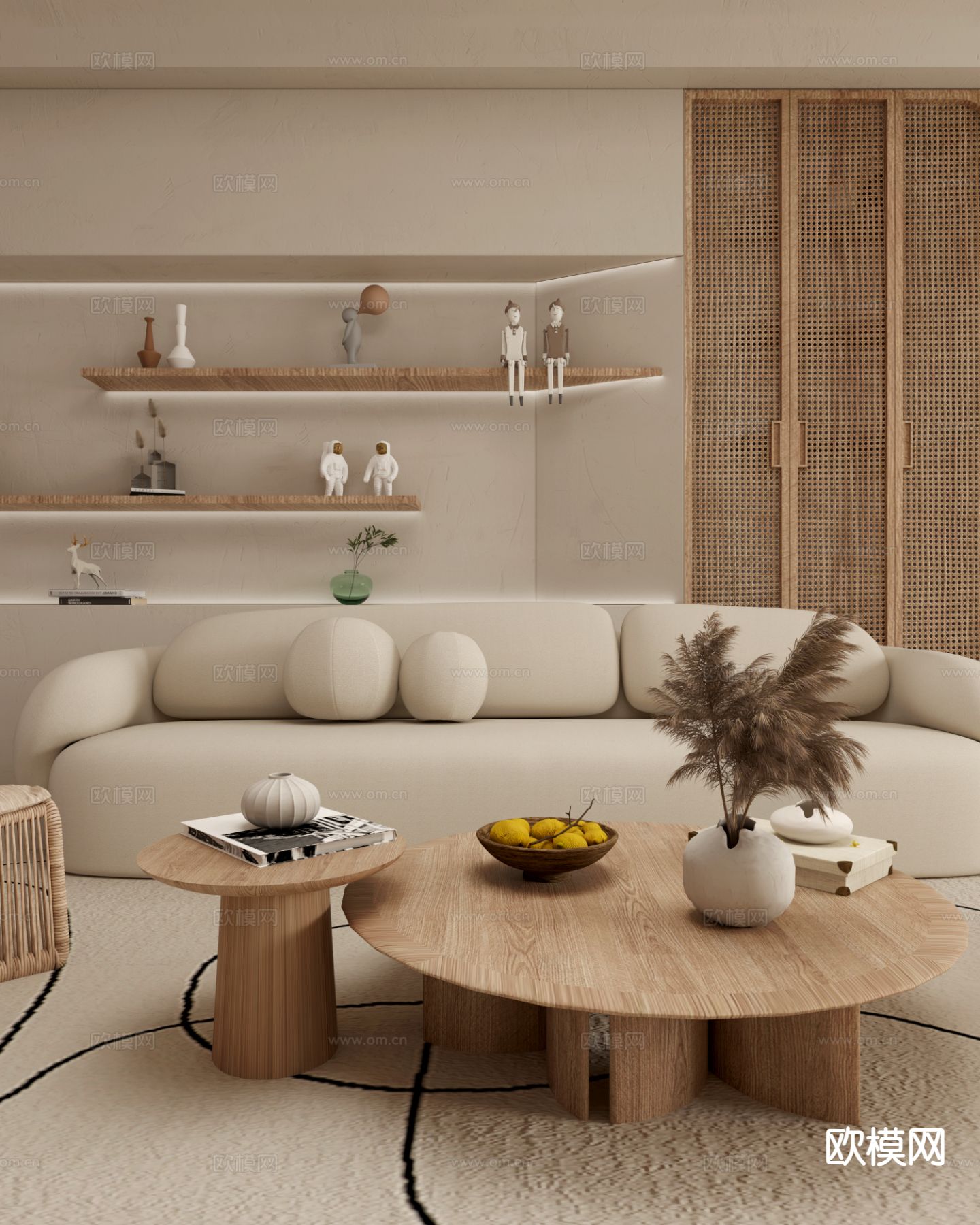 侘寂客厅3d模型下载（渲染图3）