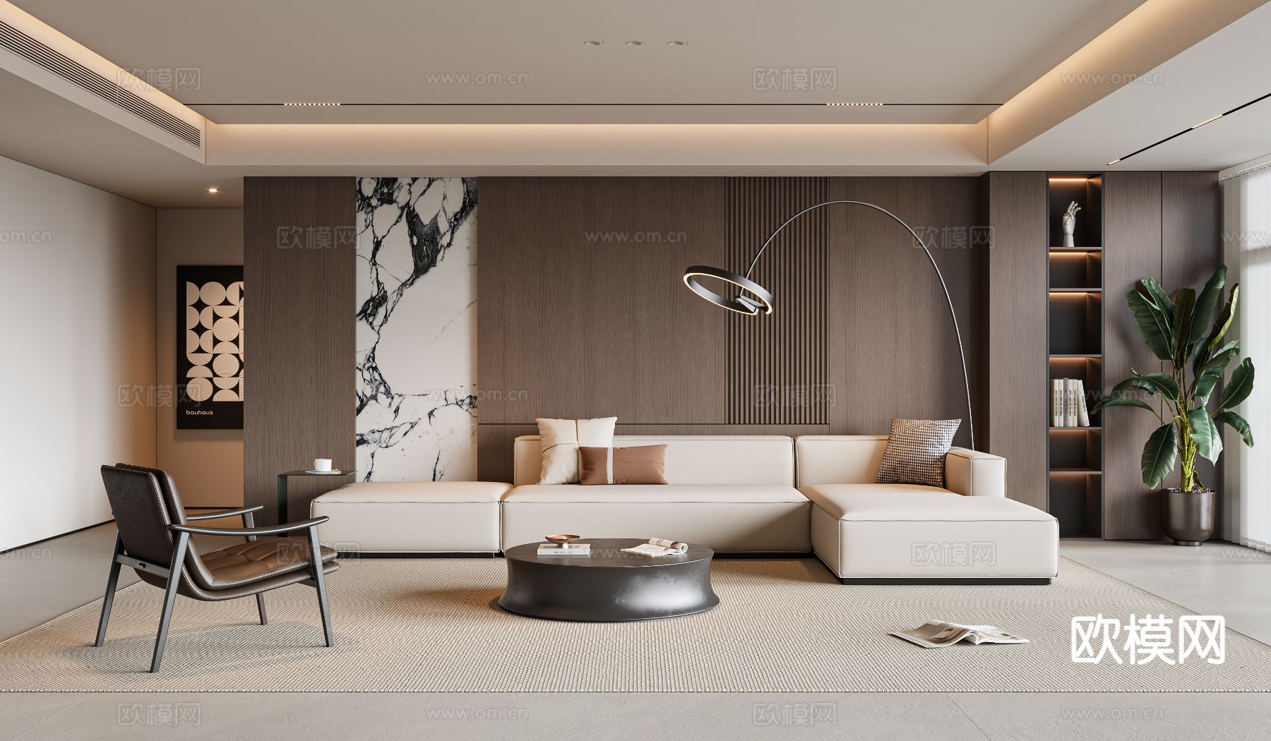 现代客厅3d模型下载（渲染图1）