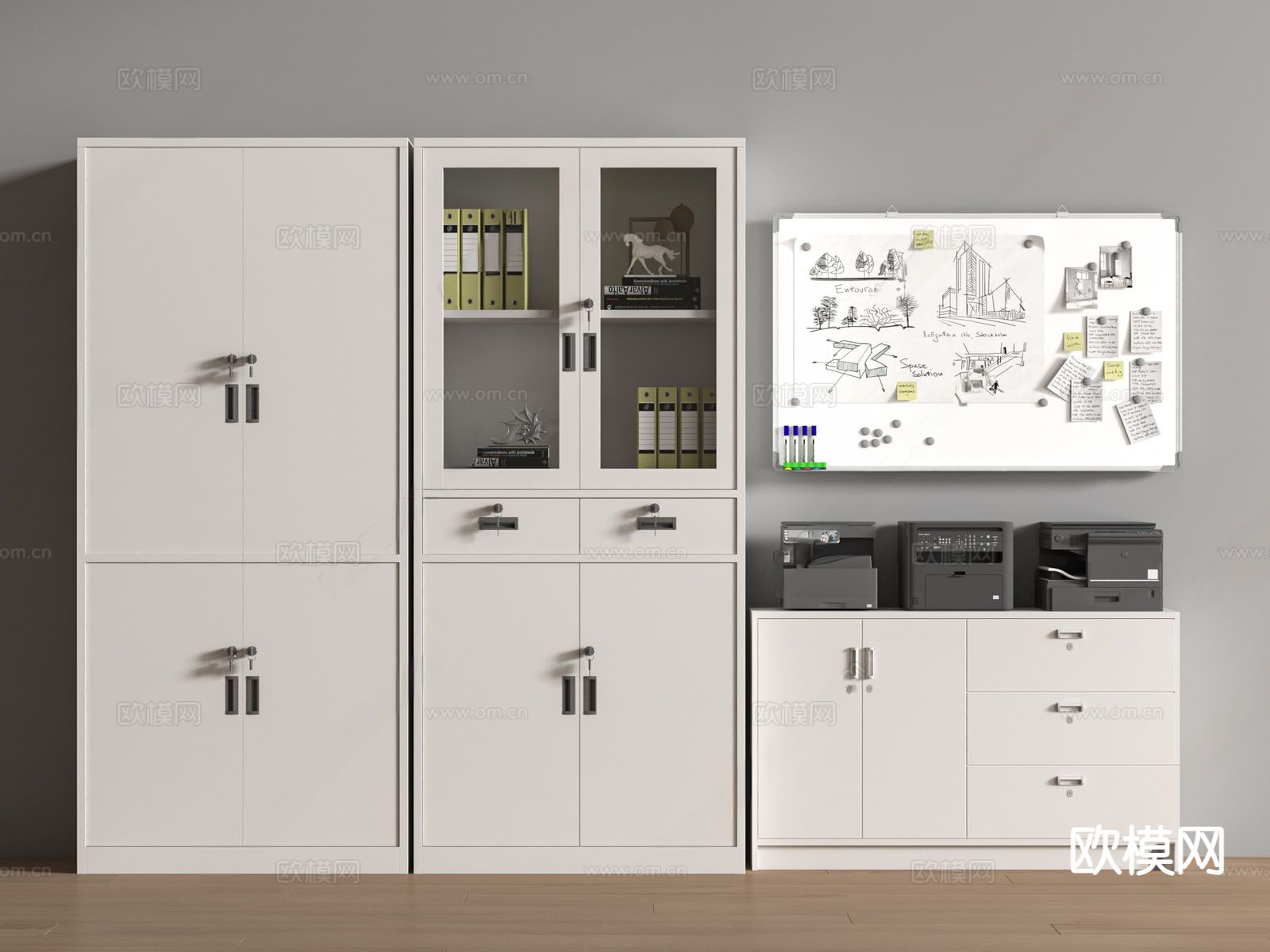 现代文件柜 档案柜3d模型下载