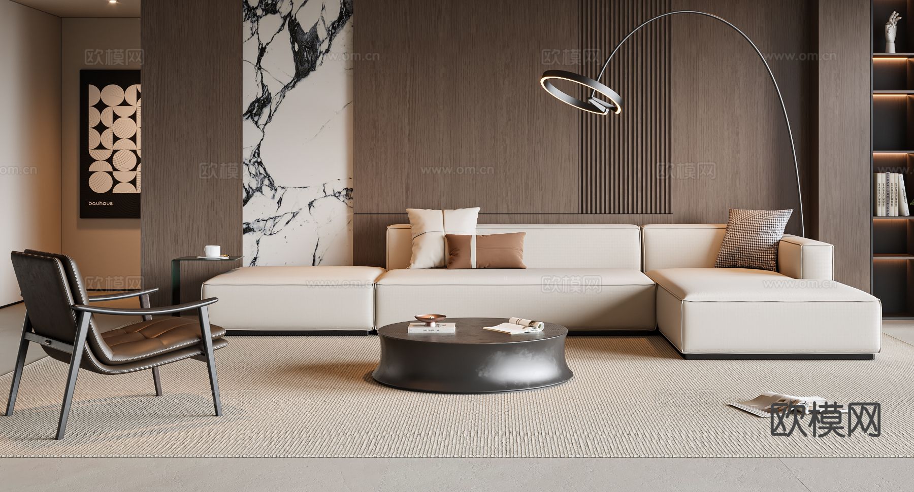 现代客厅3d模型下载（渲染图2）