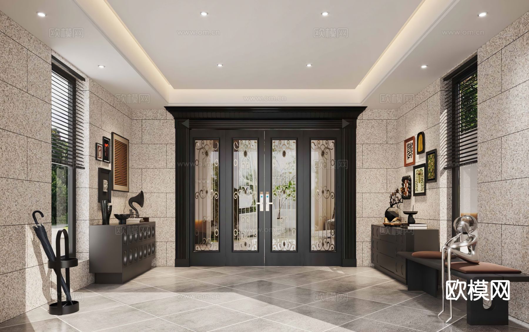 简欧入户玄关 过道3d模型下载