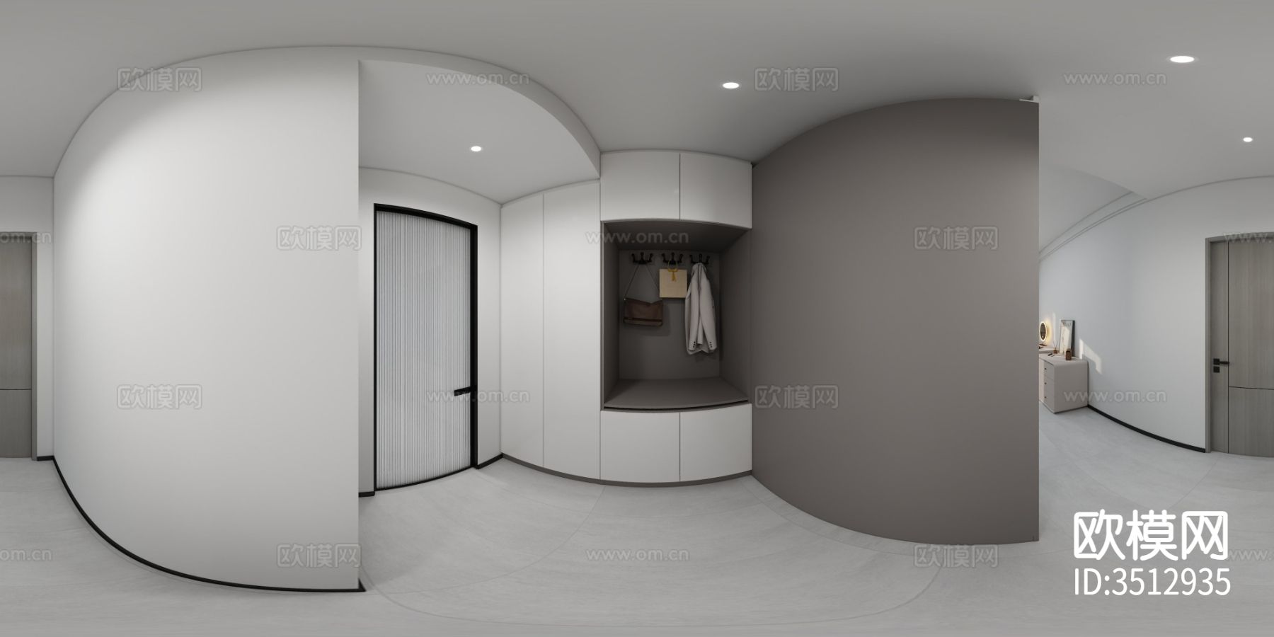 现代简约大平层效果图下载（渲染图4）