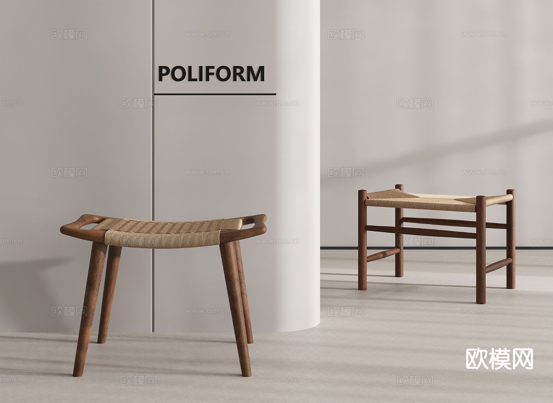 中古风凳子 换鞋凳 矮凳3d模型下载