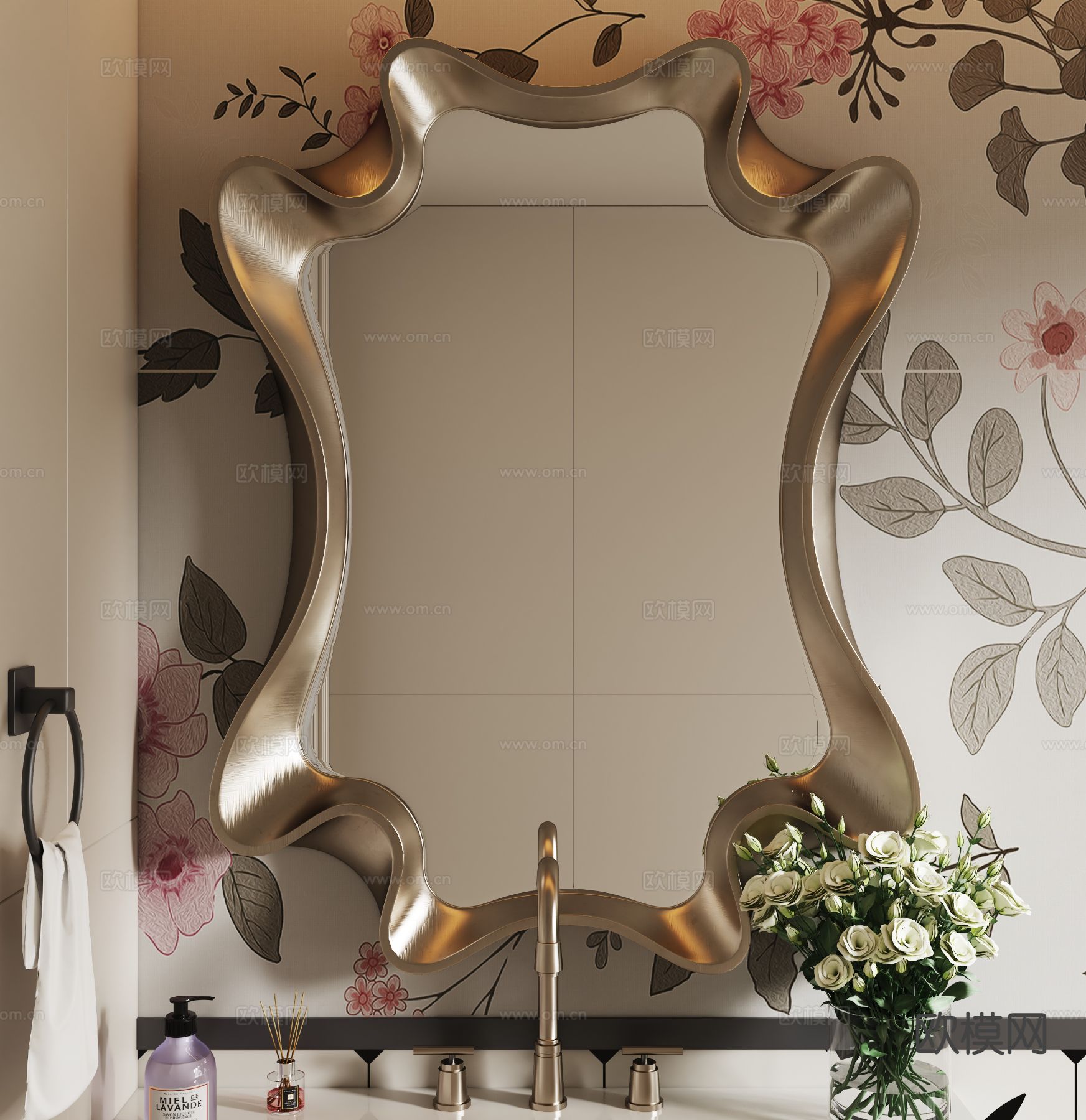 法式镜子 卫浴镜 装饰镜 化妆镜3d模型下载