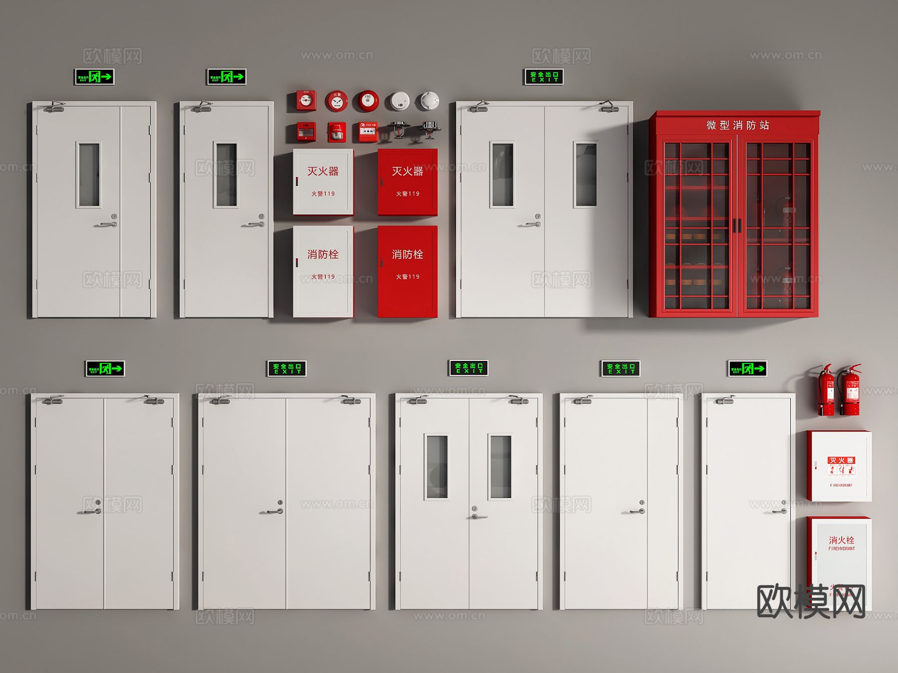 消防门 防火门报警器3d模型下载