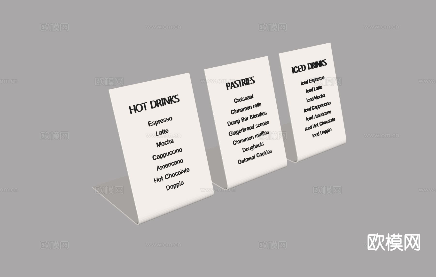 菜单牌 折边菜单su模型下载（渲染图1）