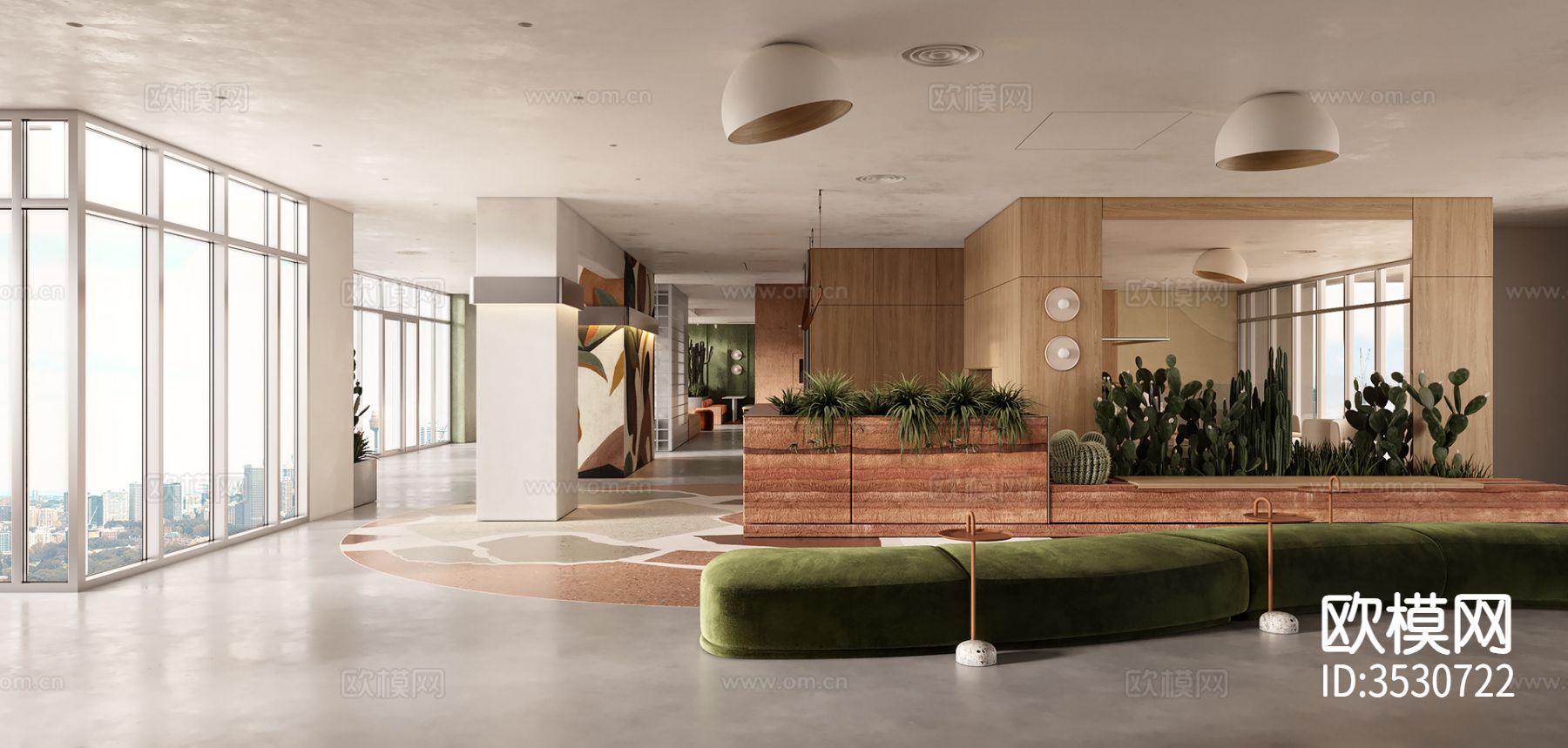 现代酒店大堂过道效果图下载（渲染图2）