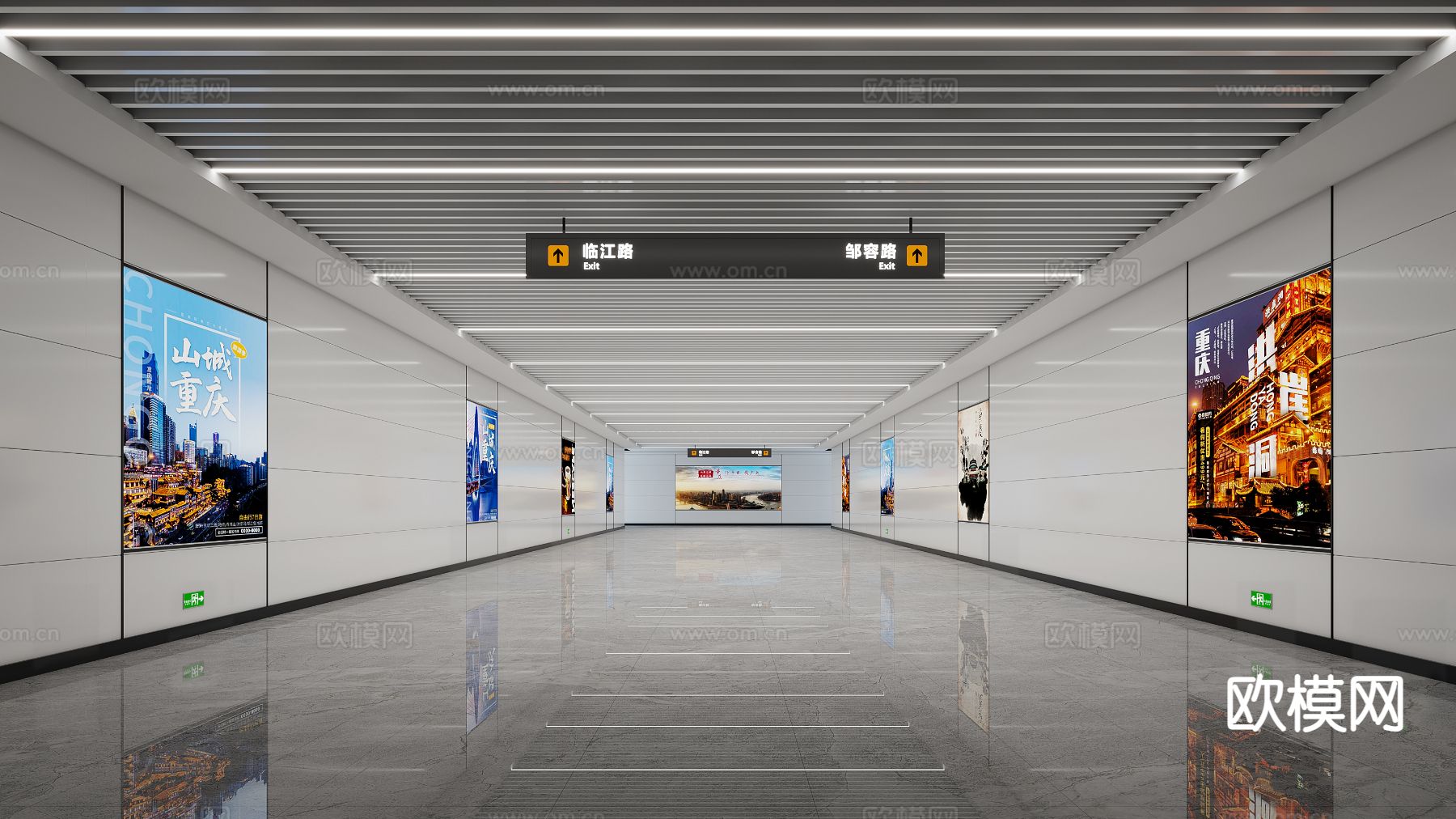 地下通道 地铁通道3d模型下载