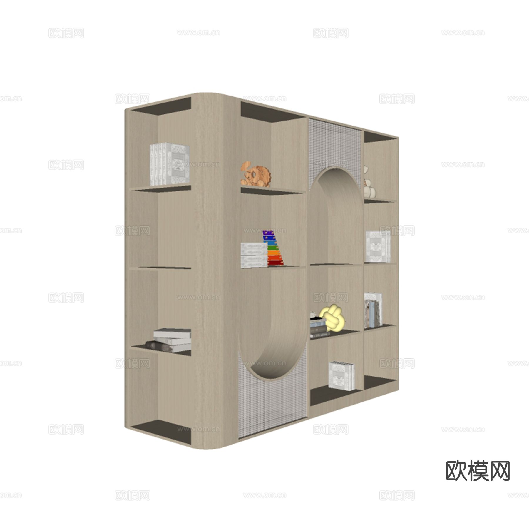 现代儿童书柜 装饰柜su模型下载（渲染图1）