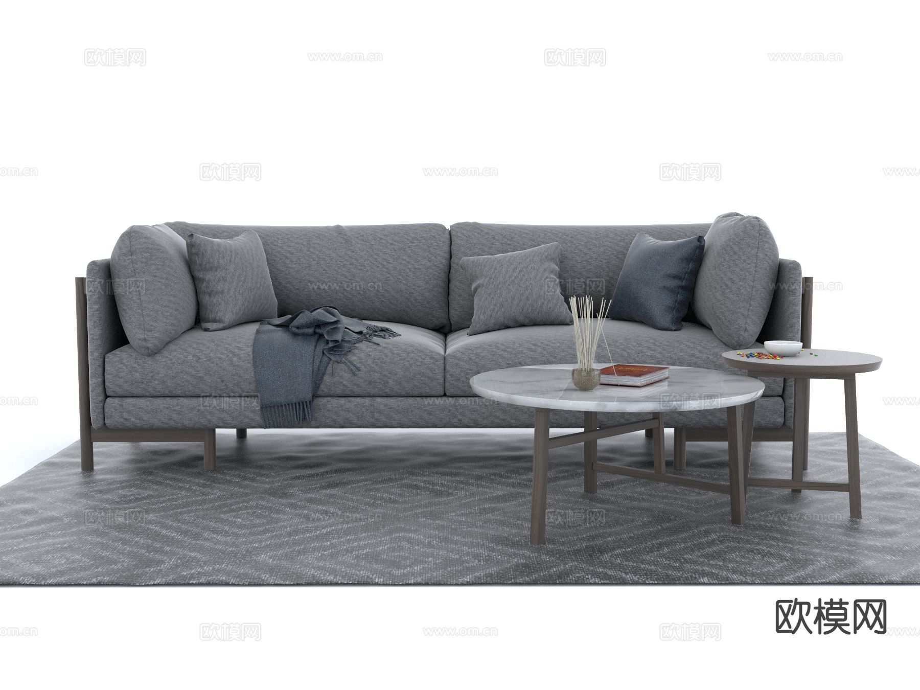 现代双人沙发su模型下载（渲染图2）