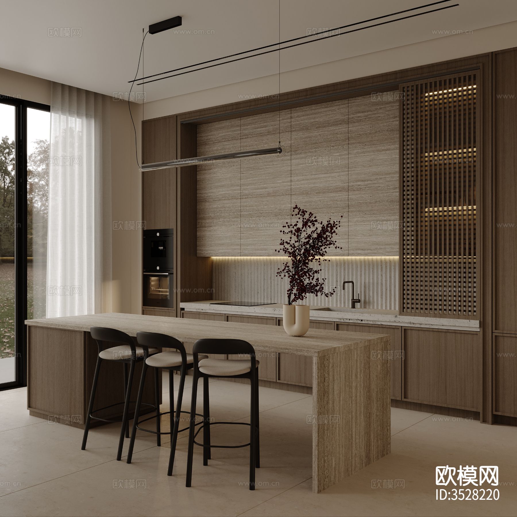 原木风客餐厅效果图下载（渲染图11）