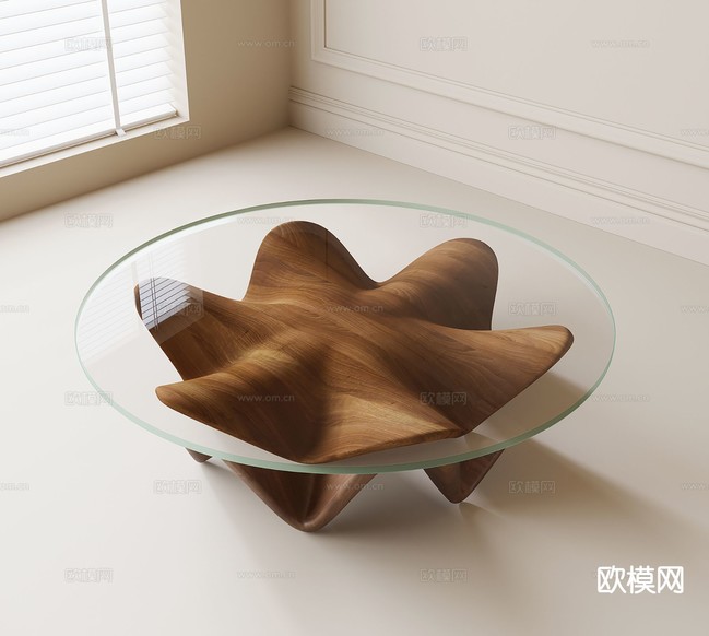 现代玻璃茶几 圆形茶几3d模型下载