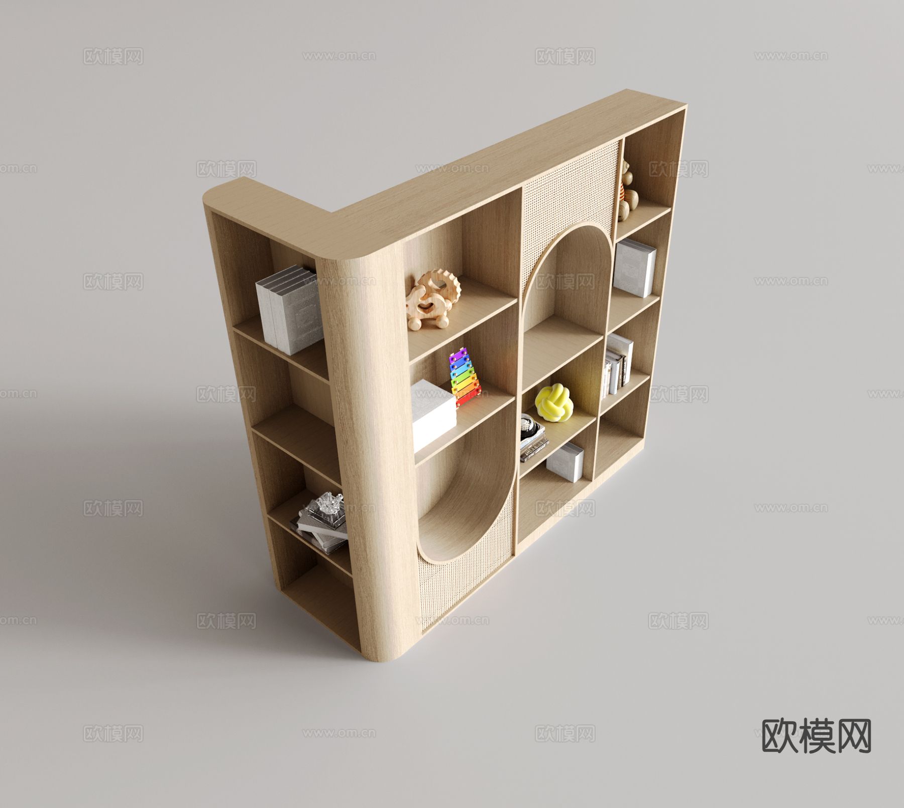 现代儿童书柜 装饰柜su模型下载（渲染图2）