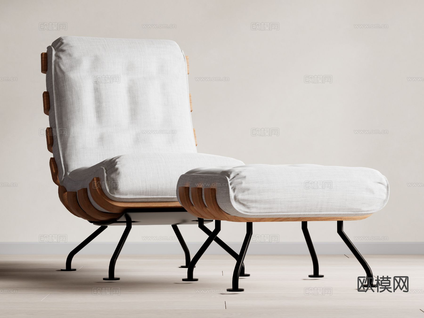 中古风躺椅su模型下载（渲染图2）