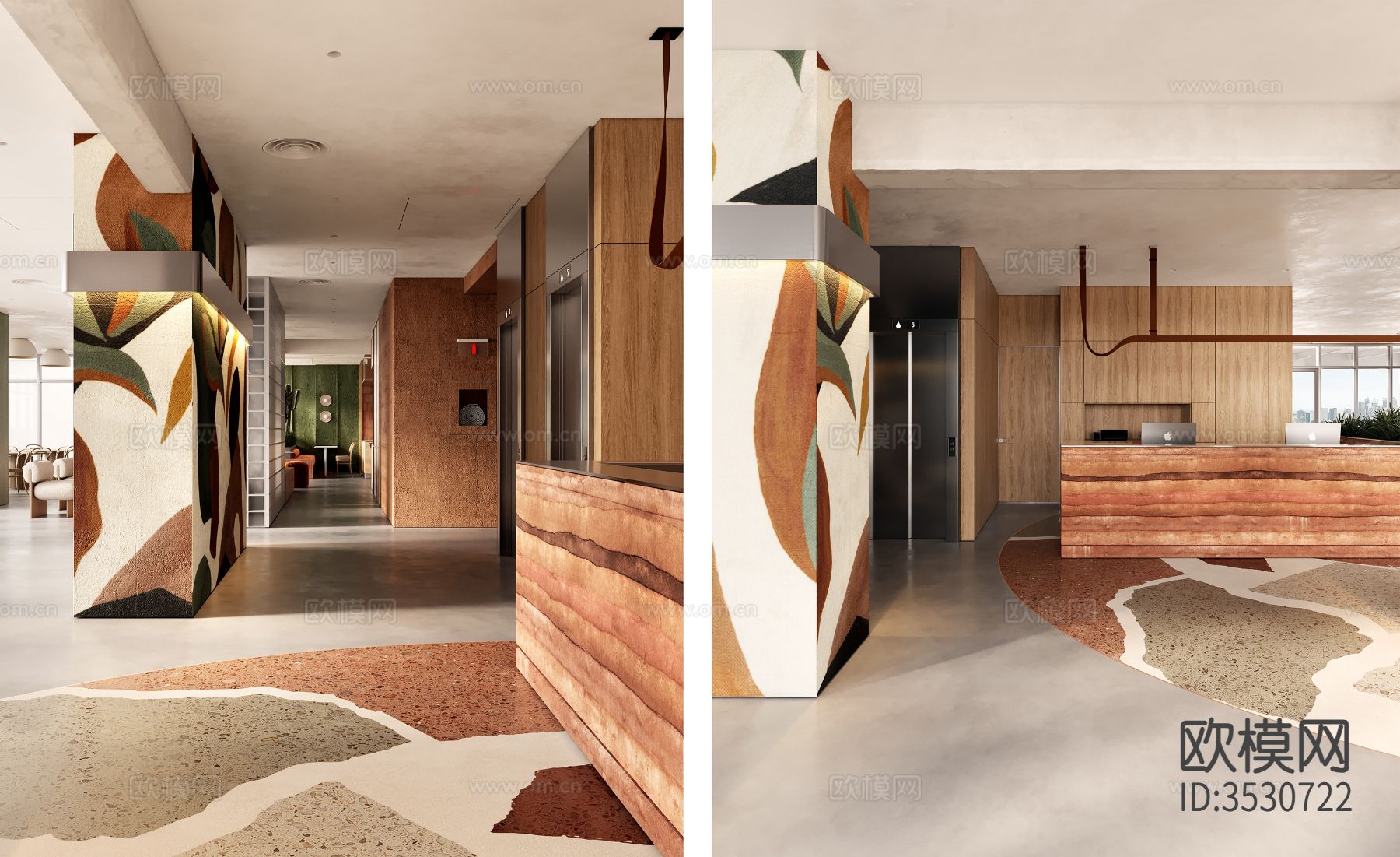 现代酒店大堂过道效果图下载（渲染图4）
