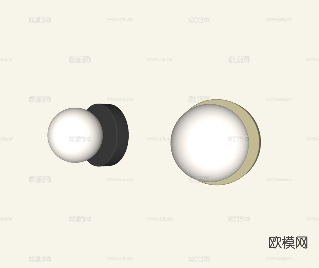 中古风球形壁灯su模型下载（渲染图1）
