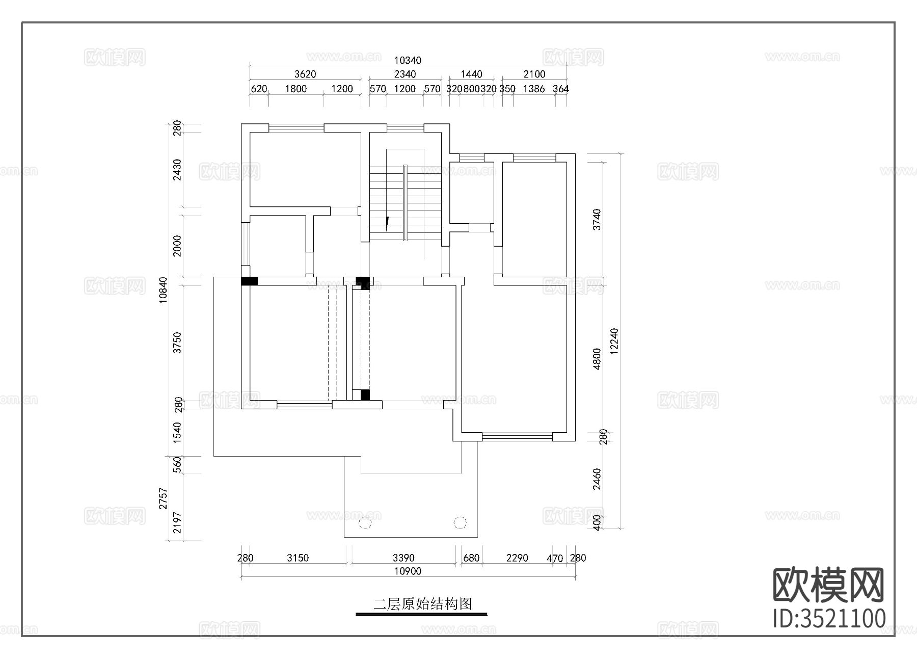 别墅装修cad施工图下载（渲染图2）