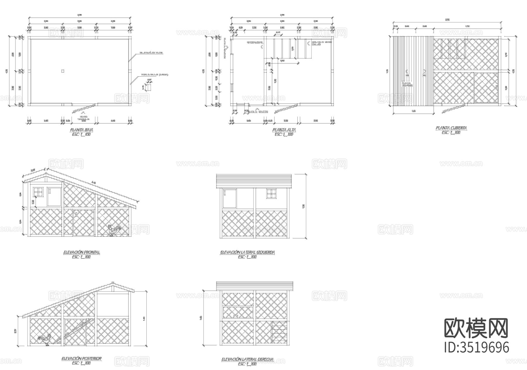 鸡舍CAD大样图下载（渲染图1）