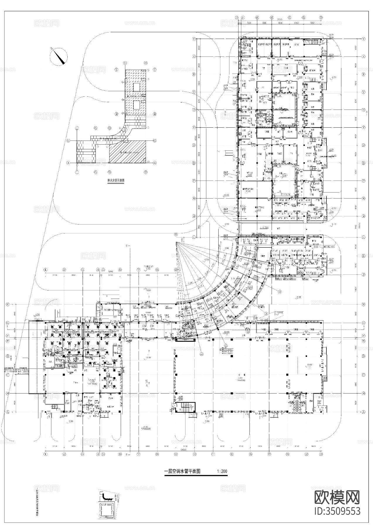 多层公共建筑空调通风防排烟CAD施工图下载（渲染图9）
