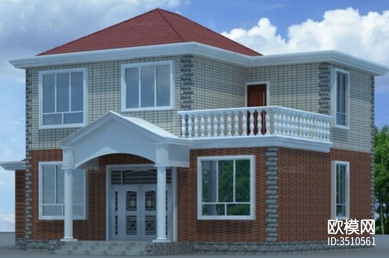 两层别墅CAD施工图下载（渲染图8）