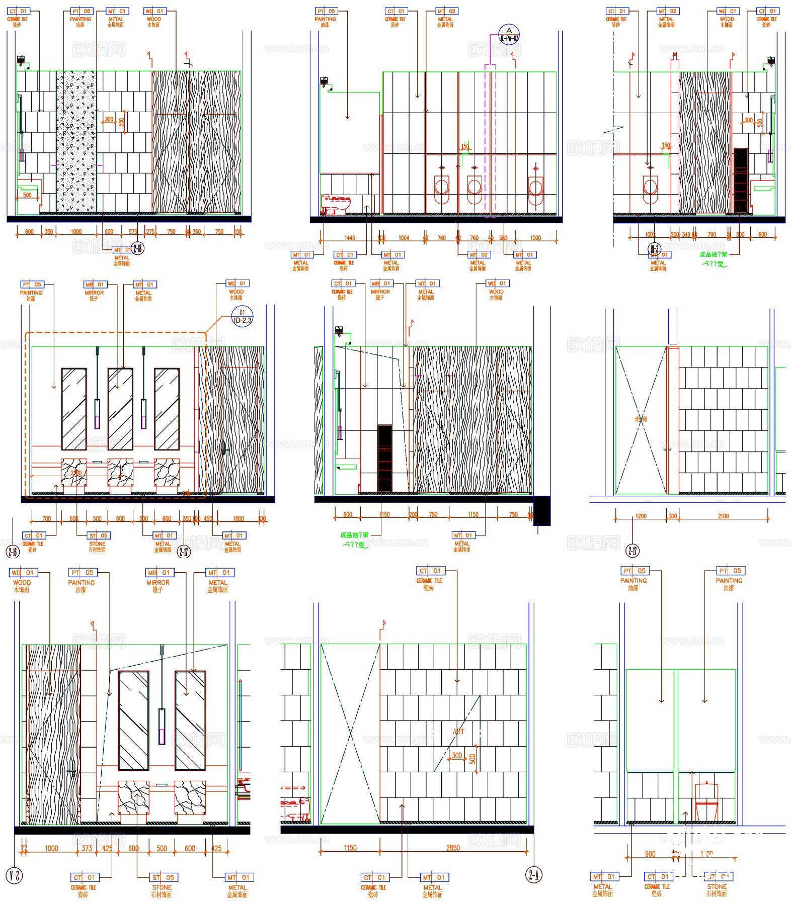 酒店卫生间 卫生间 公共卫生间 工装卫生间 卫生间装修cad施工图下载（渲染图4）