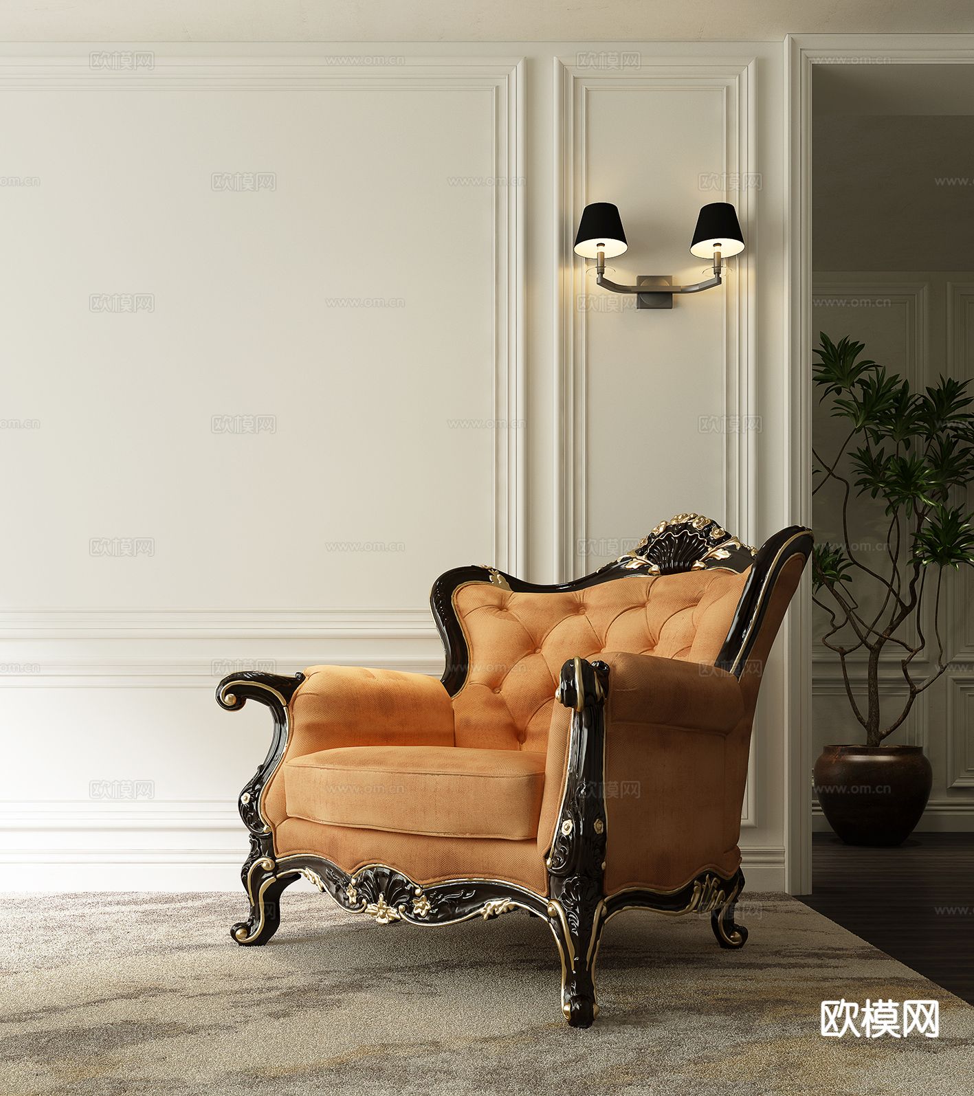 欧式古典 单人沙发3d模型