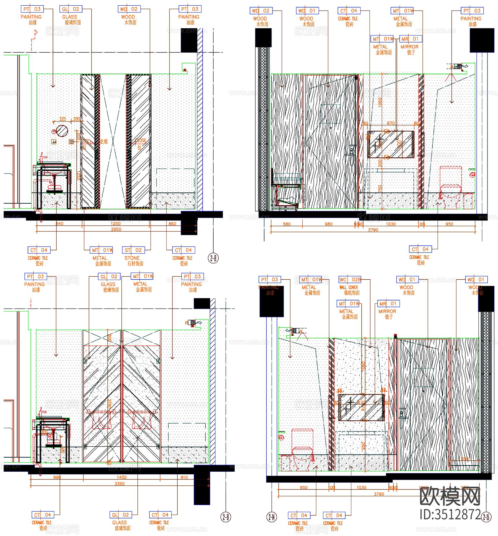 酒店卫生间 卫生间 公共卫生间 工装卫生间 卫生间装修cad施工图下载（渲染图9）