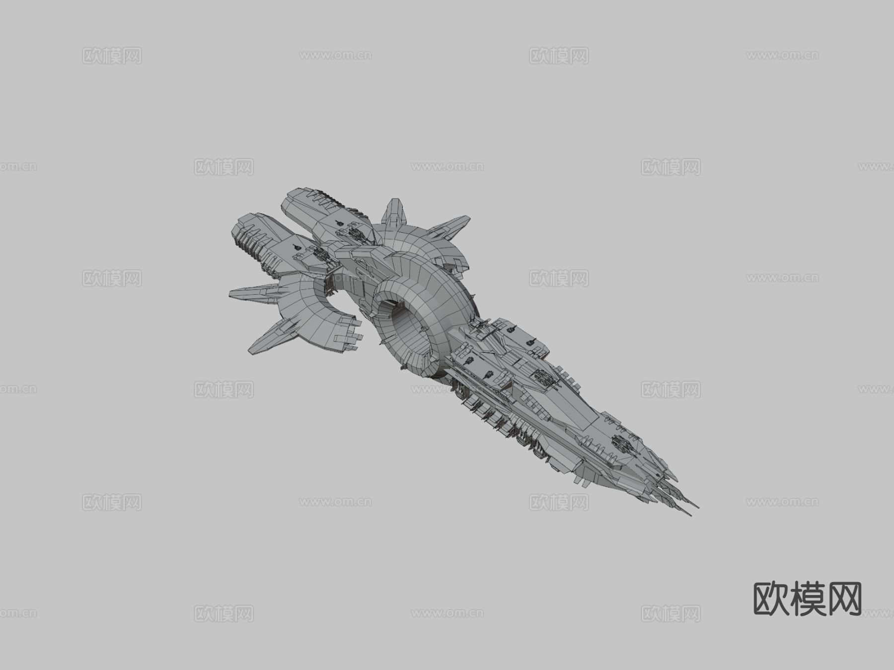 科幻无畏舰 宇宙飞船 宇宙战舰3d模型下载（渲染图2）