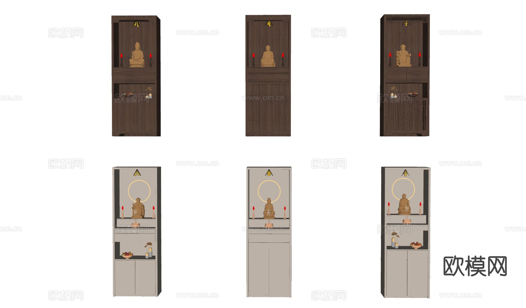 中式佛龛柜su模型下载（渲染图1）