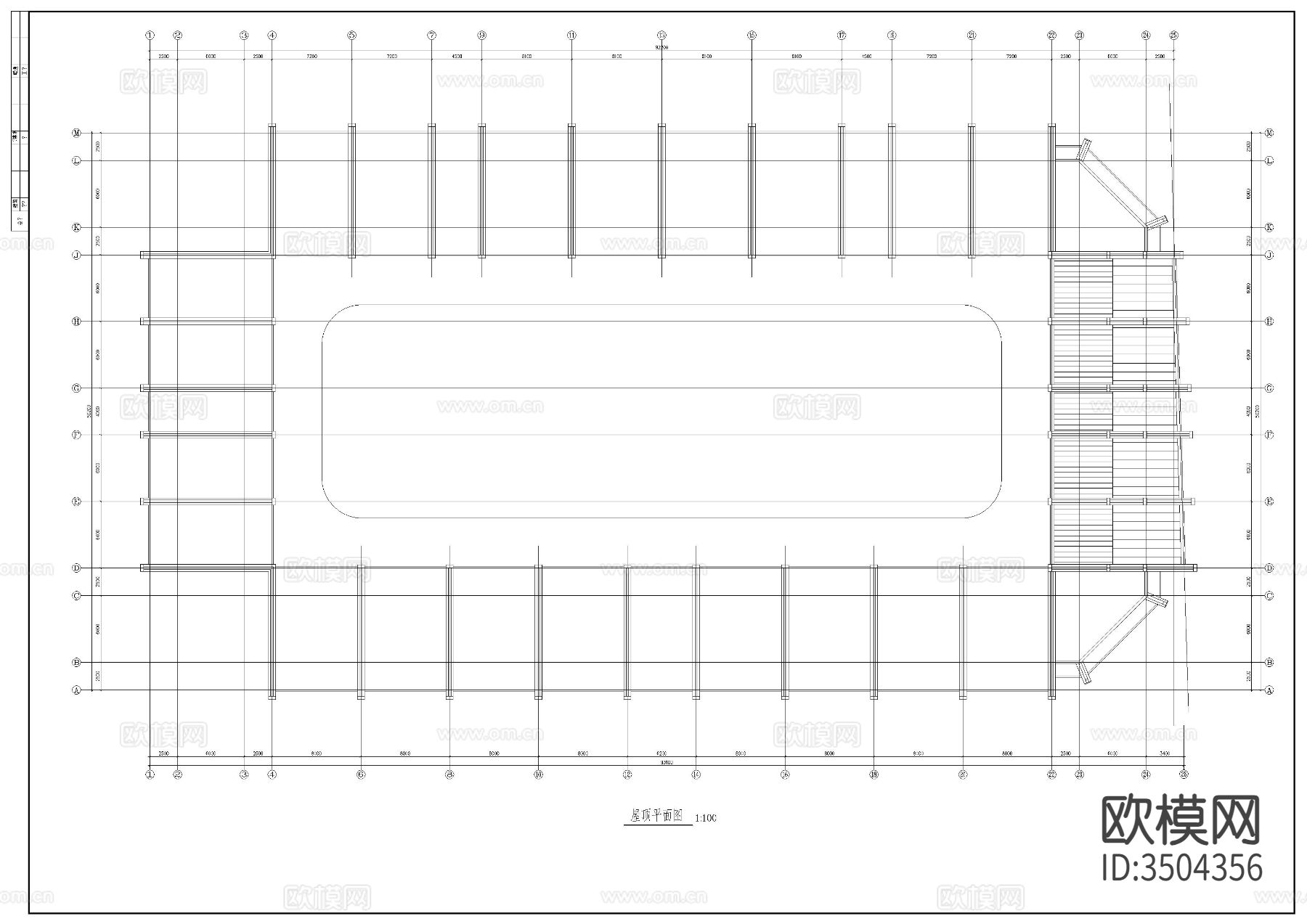 农贸市场建筑平面图cad施工图下载（渲染图6）