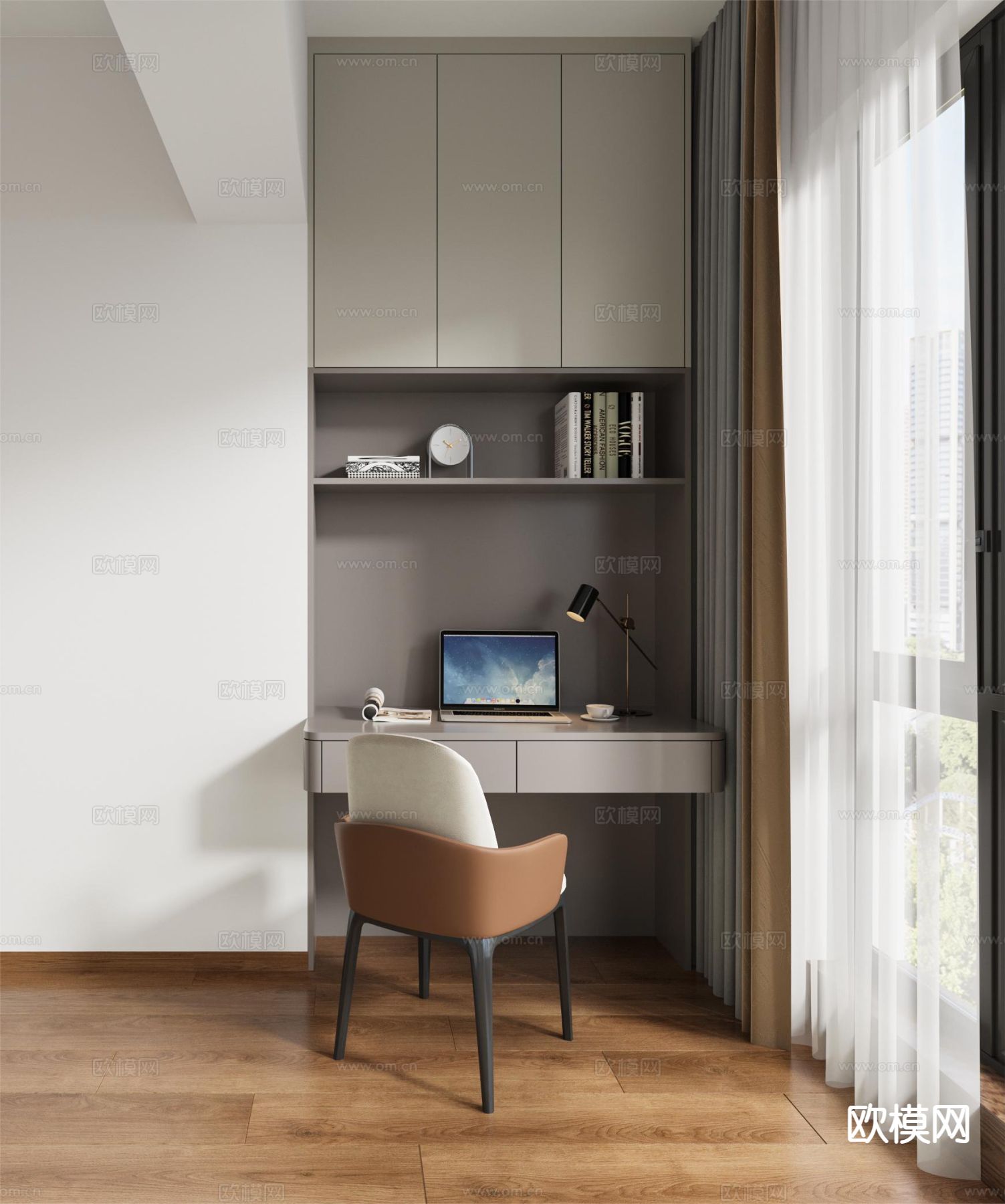 现代书桌 电脑桌3d模型下载