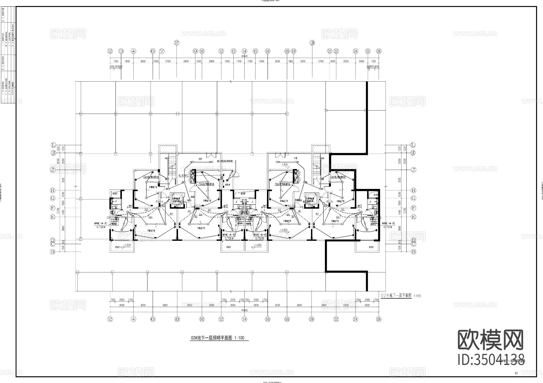住宅建筑两单元电气cad施工图下载（渲染图6）
