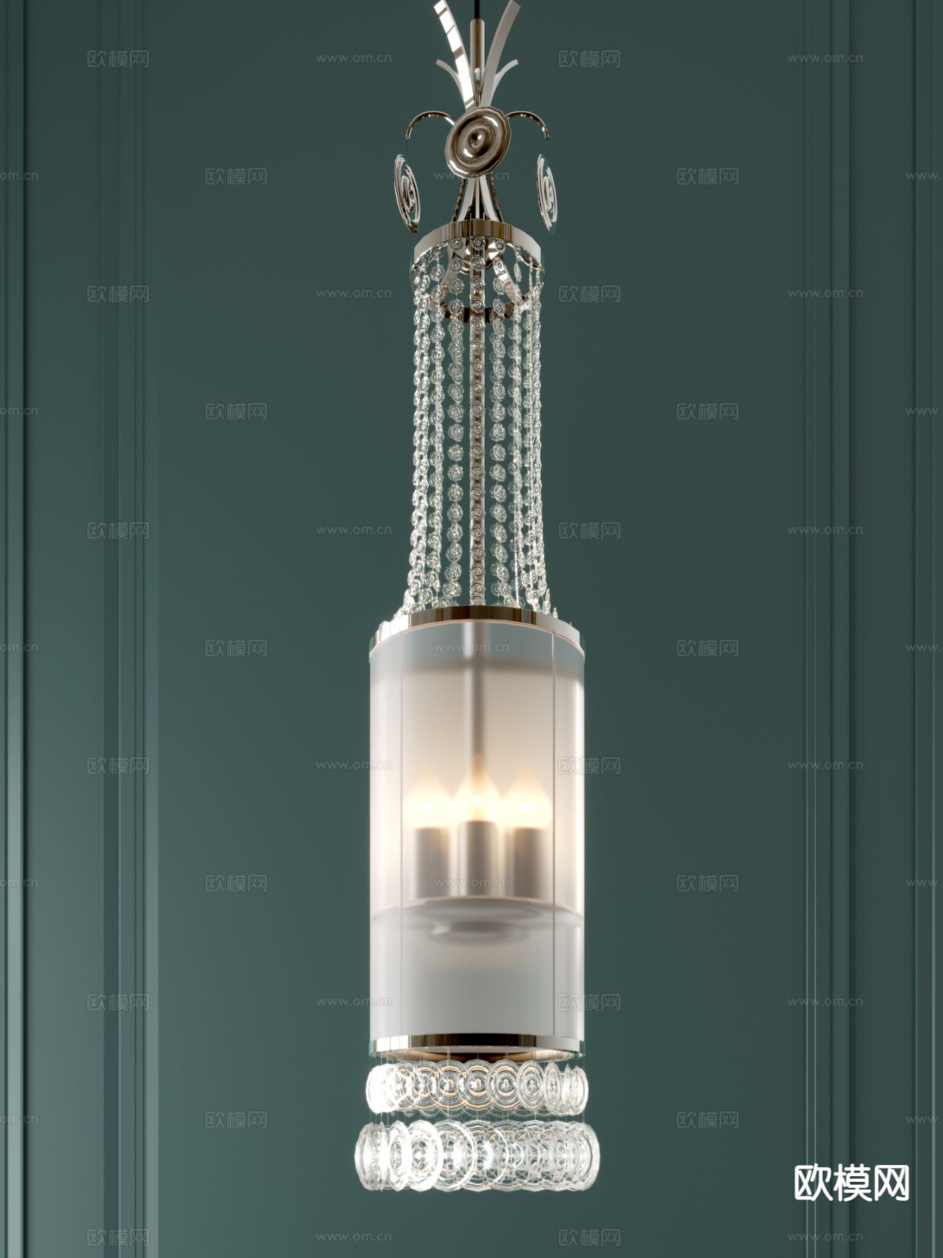 新古典水晶吊灯su模型下载（渲染图2）