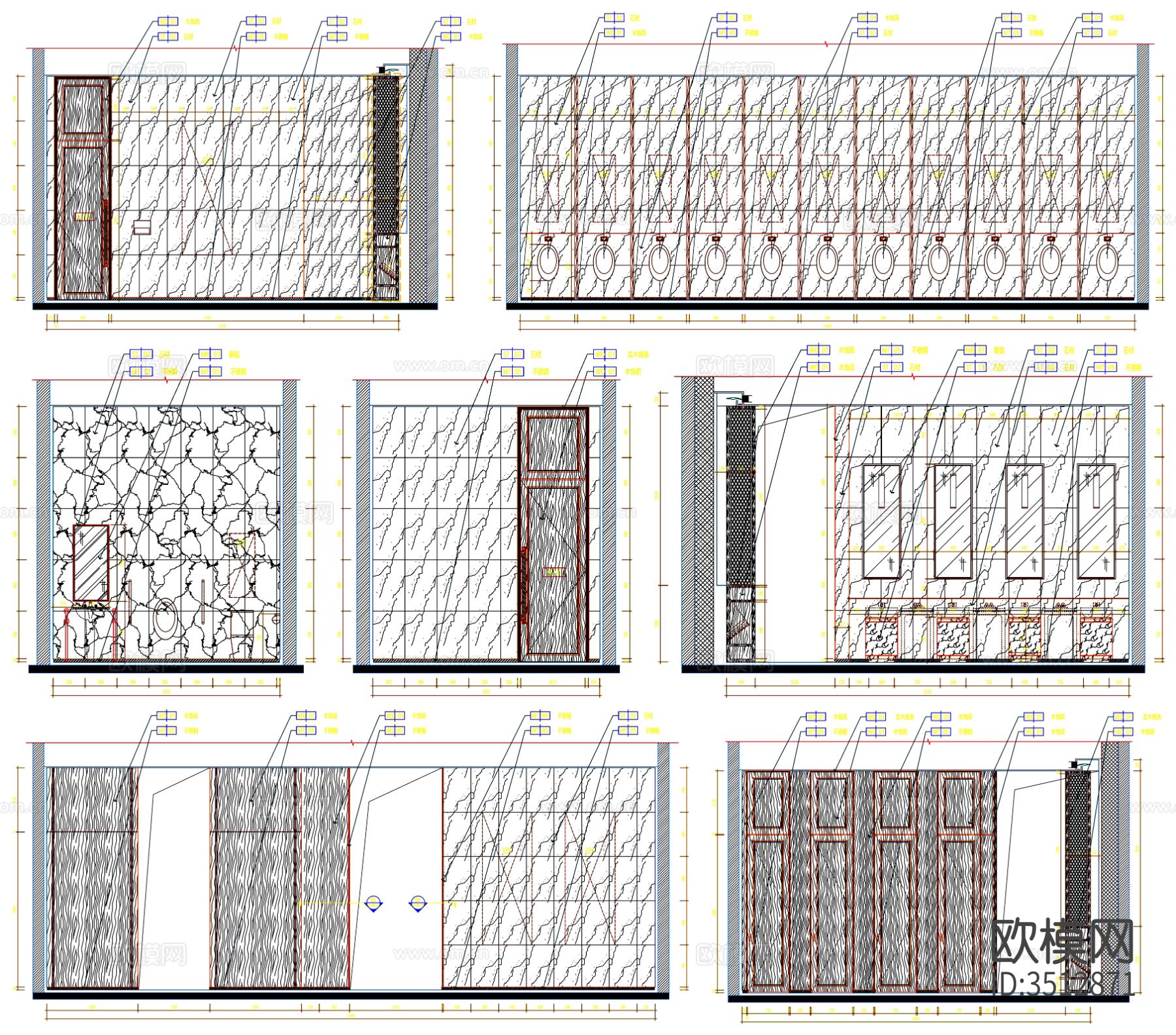 酒店卫生间 卫生间 公共卫生间 工装卫生间 卫生间装修 cad施工图下载（渲染图6）