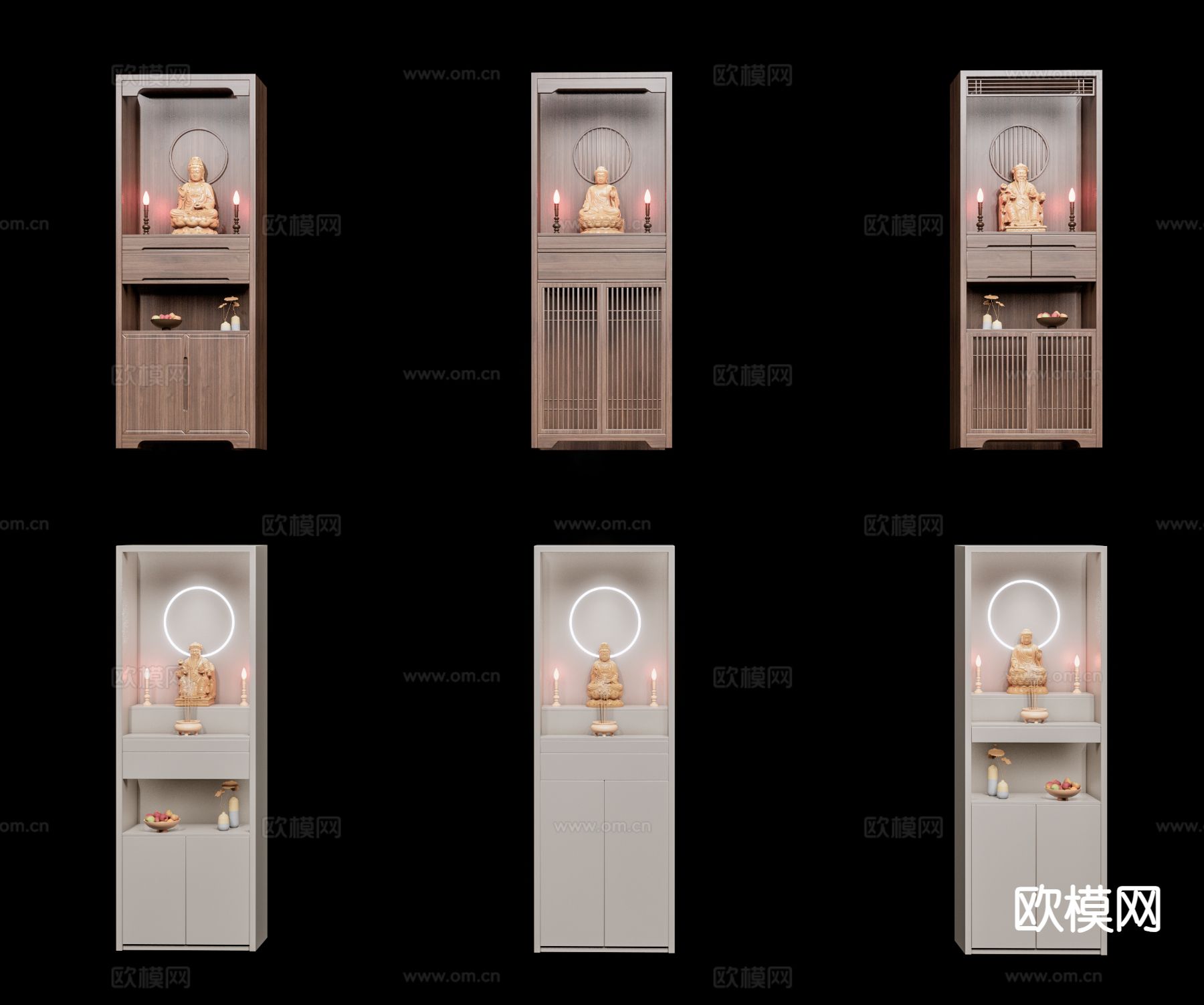 中式佛龛柜su模型下载（渲染图2）