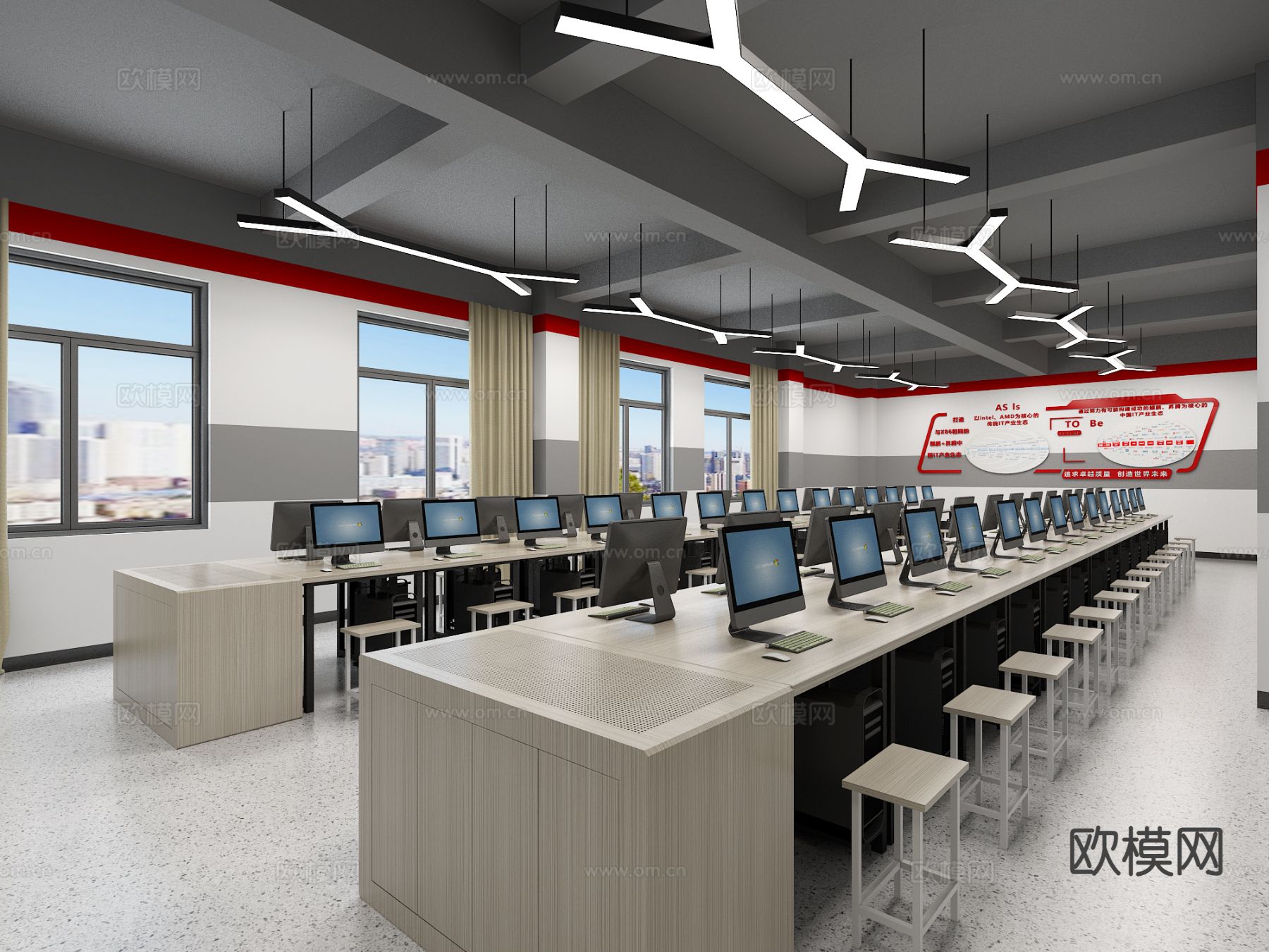 现代学校 多媒体教室3d模型下载（渲染图2）