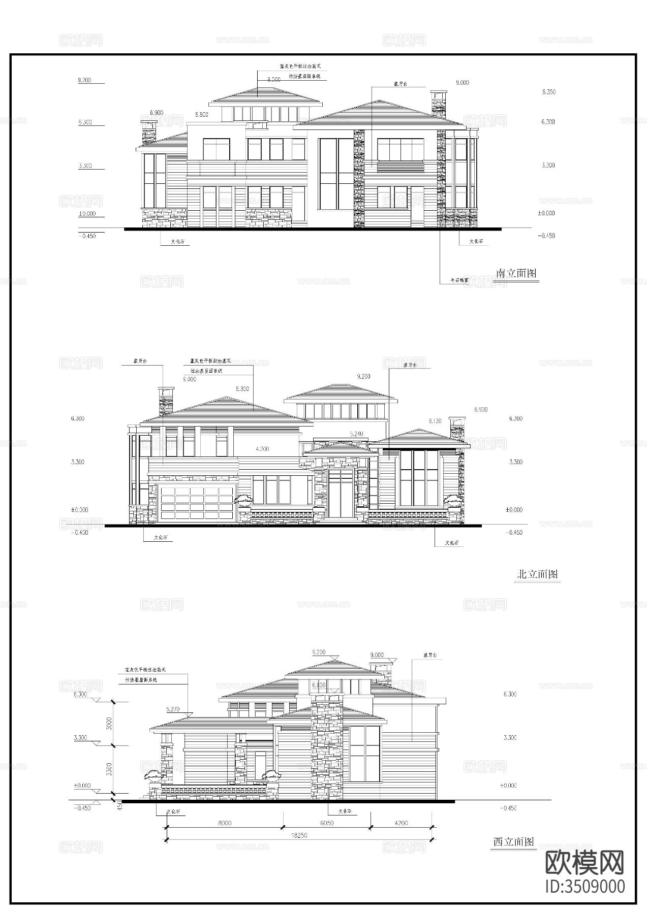 两层别墅CAD施工图下载（渲染图3）