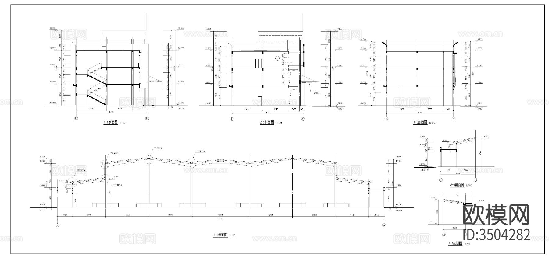 3层农贸菜市场建筑图cad施工图下载（渲染图5）