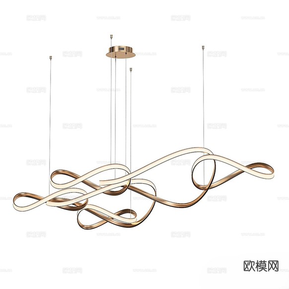 轻奢吊灯 曲线吊灯3d模型下载(渲染图1)