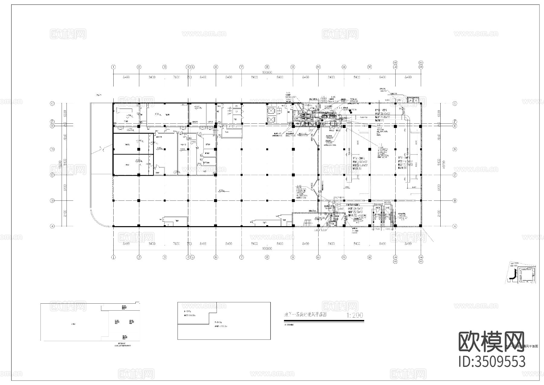 多层公共建筑空调通风防排烟CAD施工图下载（渲染图7）