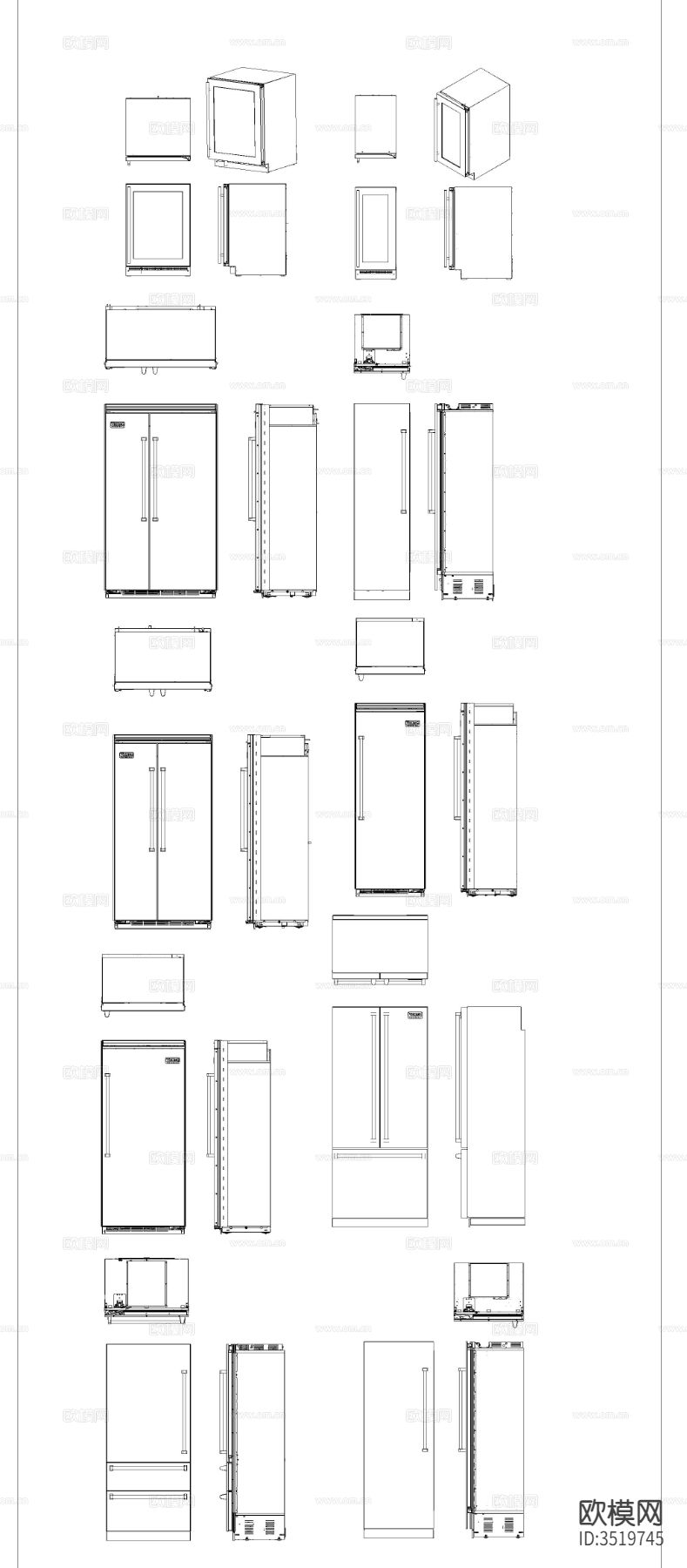 冰箱CAD图库下载（渲染图1）