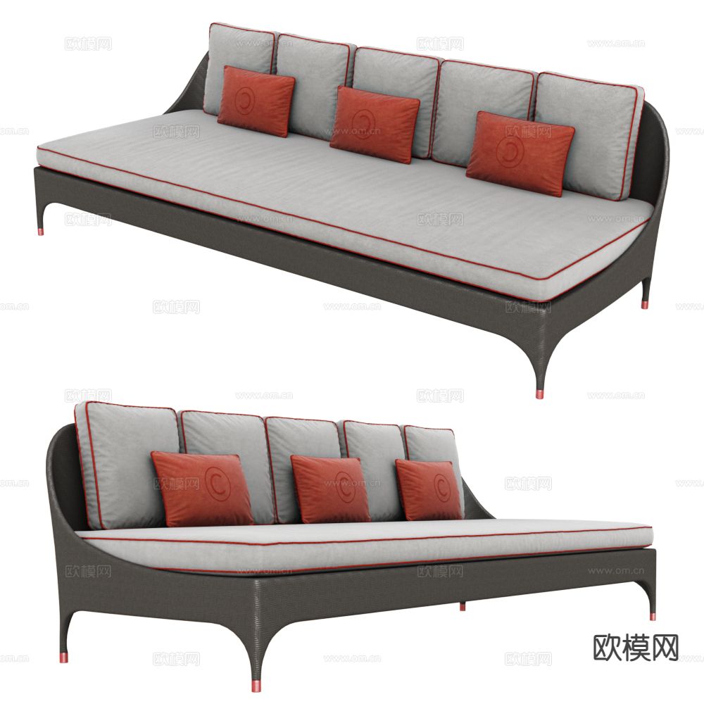 卡座沙发 靠背沙发3d模型下载