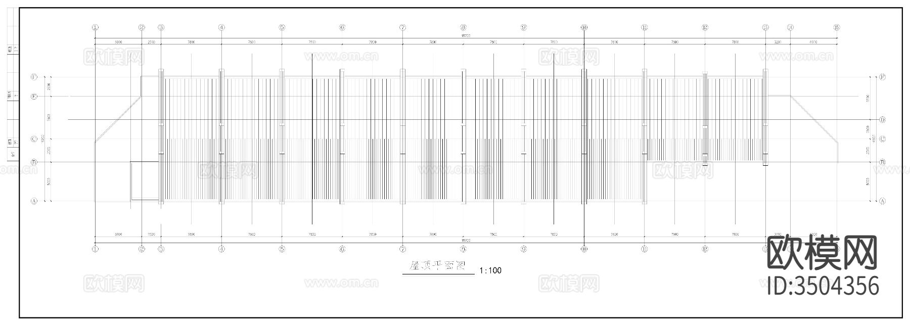 农贸市场建筑平面图cad施工图下载（渲染图8）