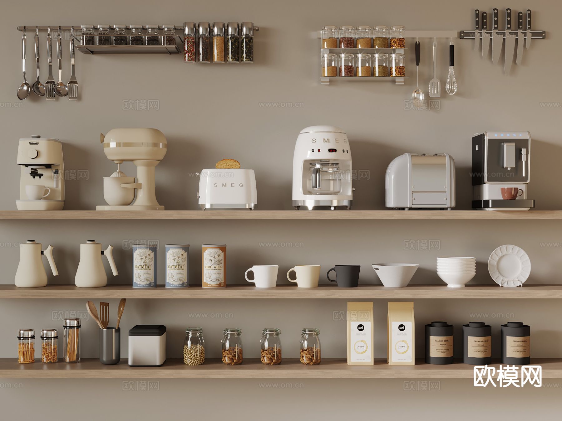 厨卫用品 料理机 面包机 咖啡机 咖啡罐3d模型下载