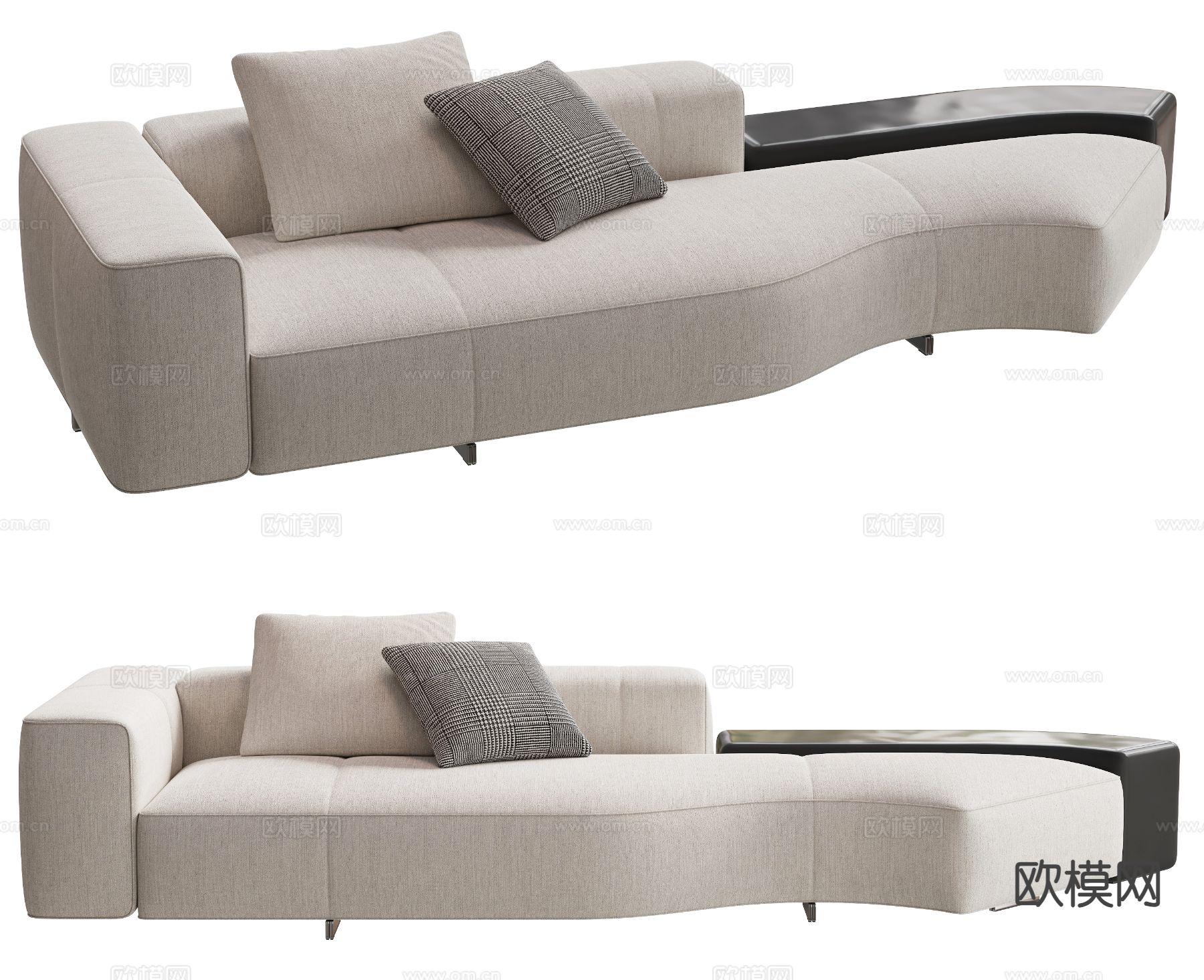 现代贵妃椅su模型下载（渲染图2）