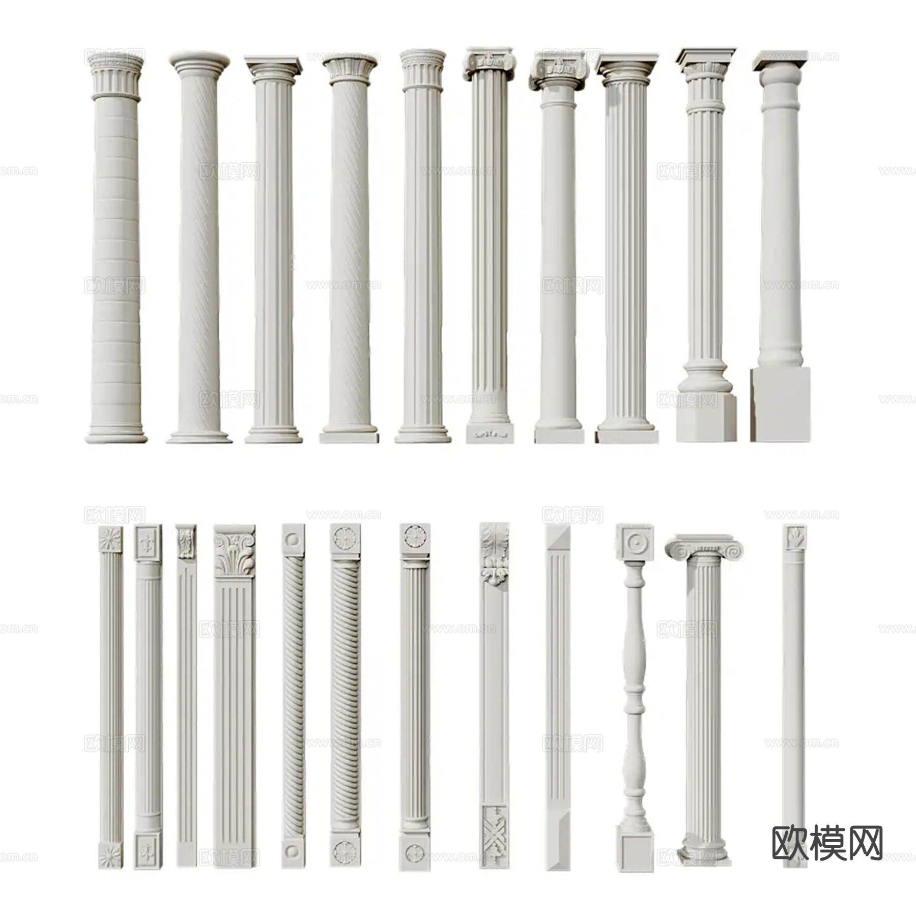 欧式柱子 罗马柱 石膏柱3d模型下载