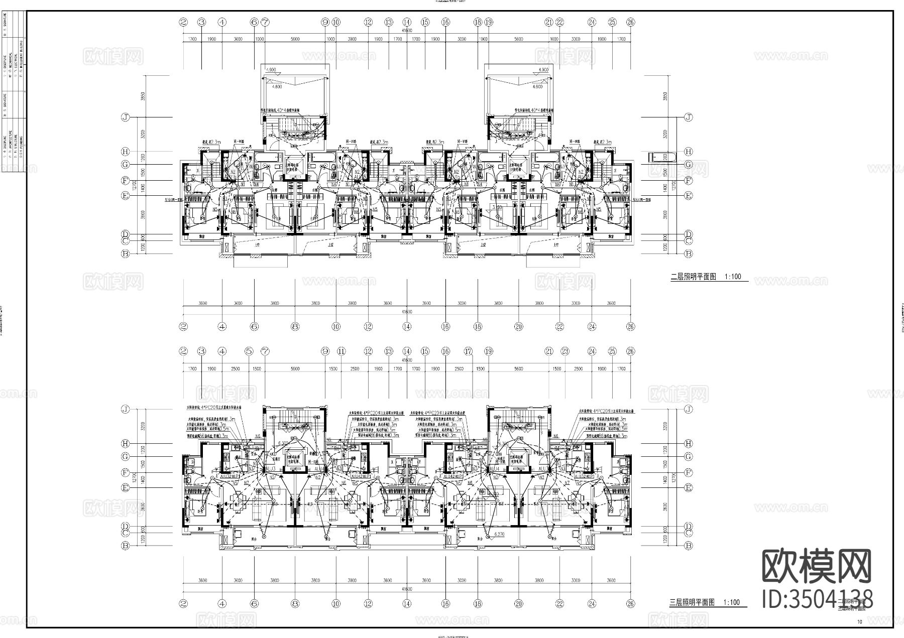 住宅建筑两单元电气cad施工图下载（渲染图10）