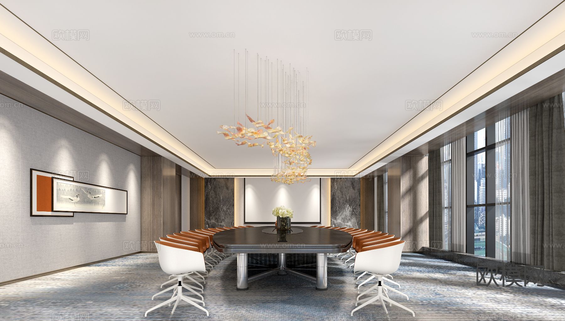现代会议室3d模型下载
